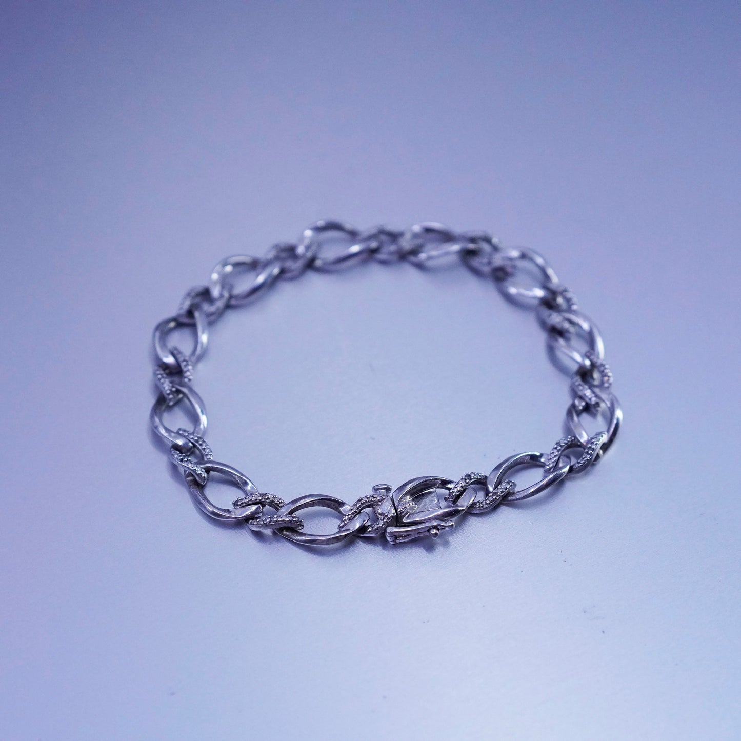 6.75”, Italy Sterling 925 silver handmade bracelet, men’s bold figaro chain