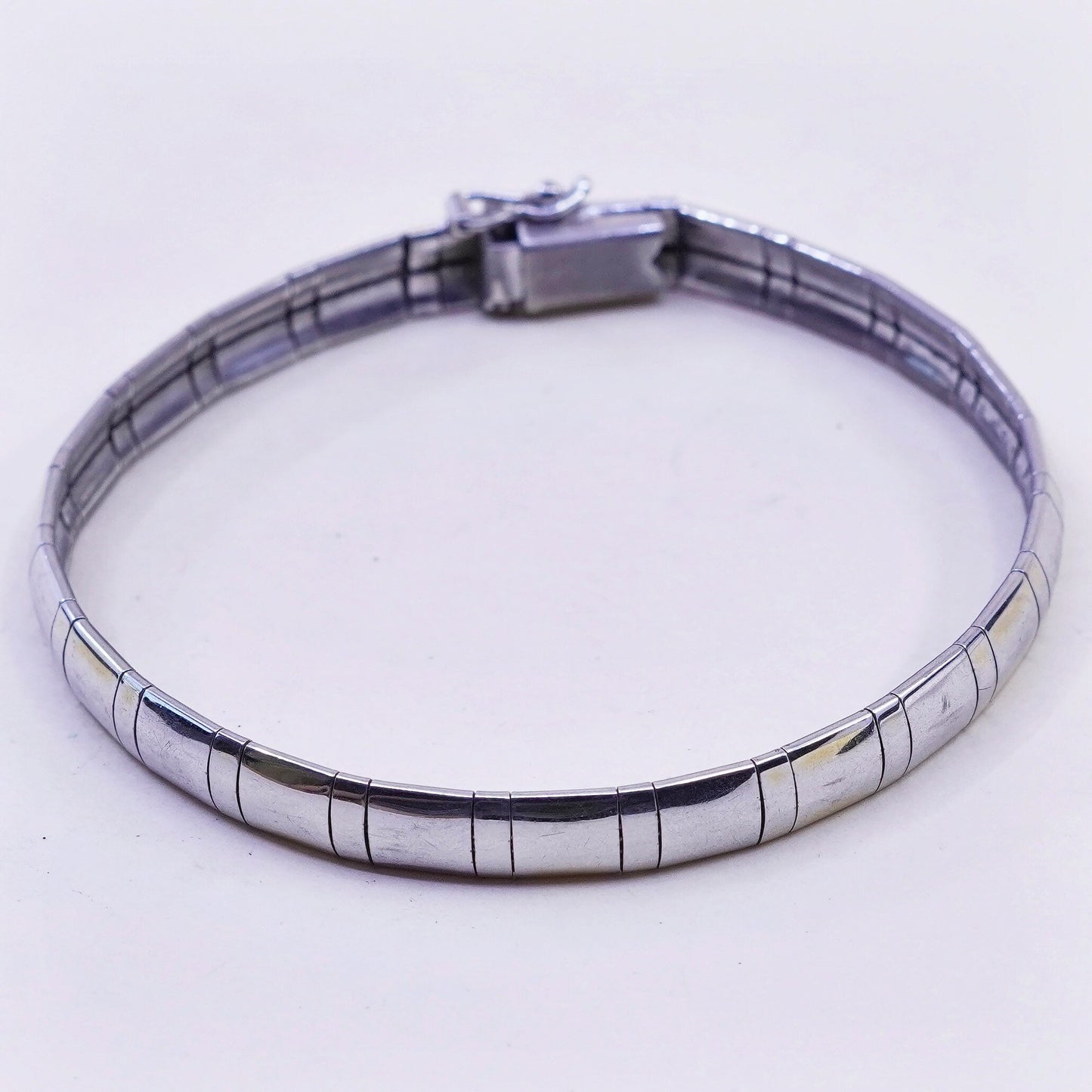 7.25”, 5mm, Vintage Sterling silver omega bracelet, Italy 925 chain