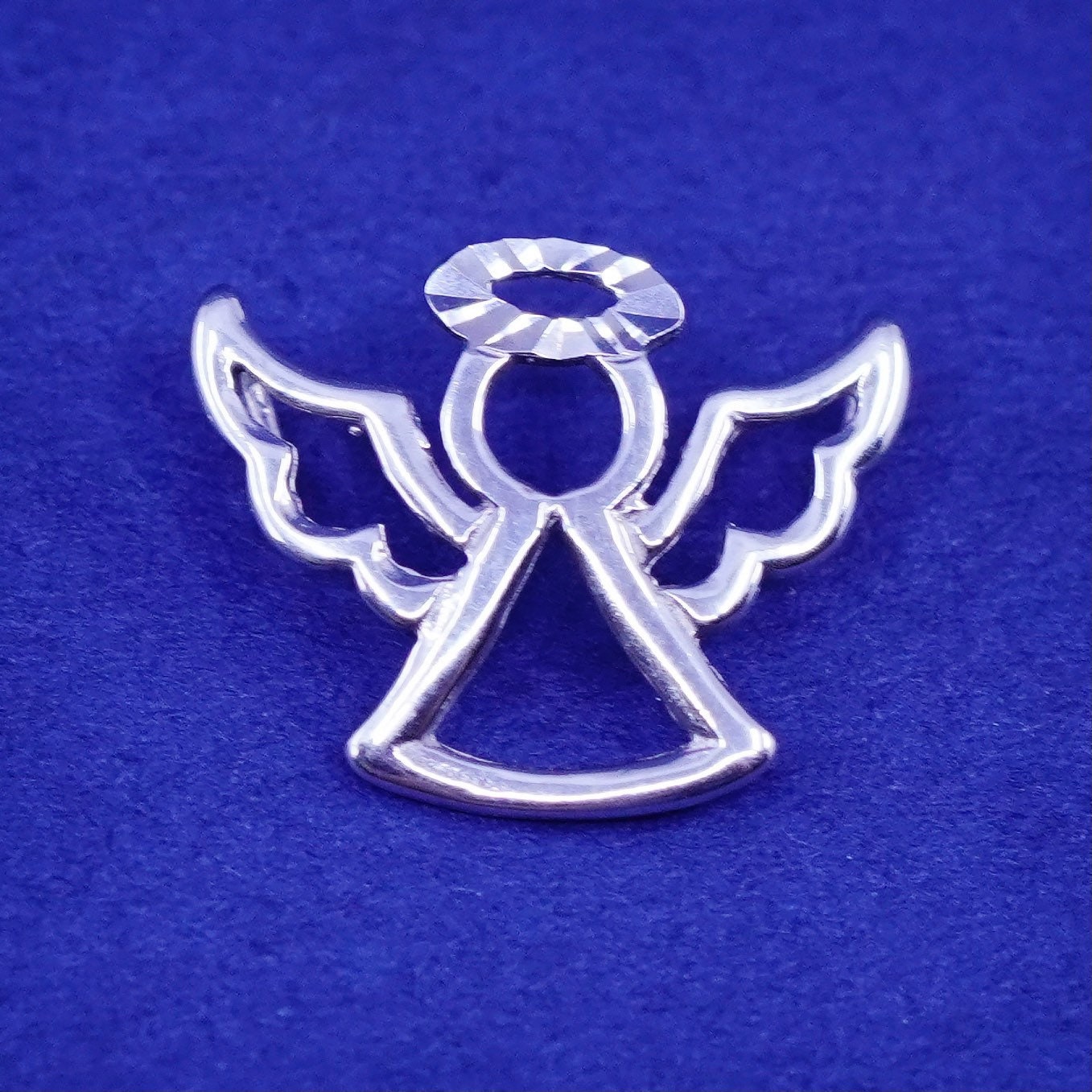 Vintage solid 10K white gold angel pendant charm
