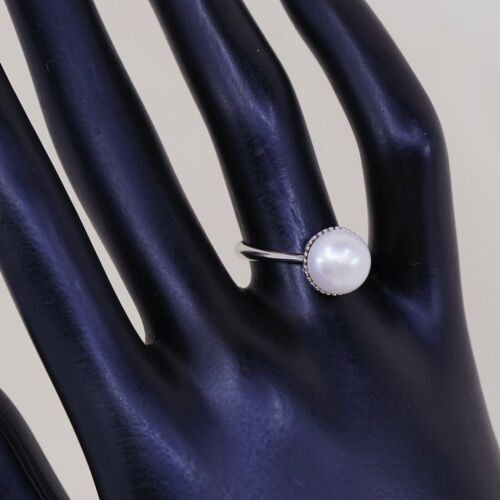 Sz 8, Vtg Sterling 925 Silver Handmade Ring W/ Freshwater Pearl, Simple Elegant