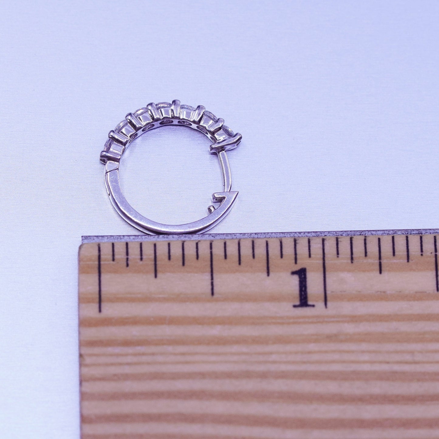 0.5”, vintage Sterling silver handmade earrings, 925 huggie hoops with cz