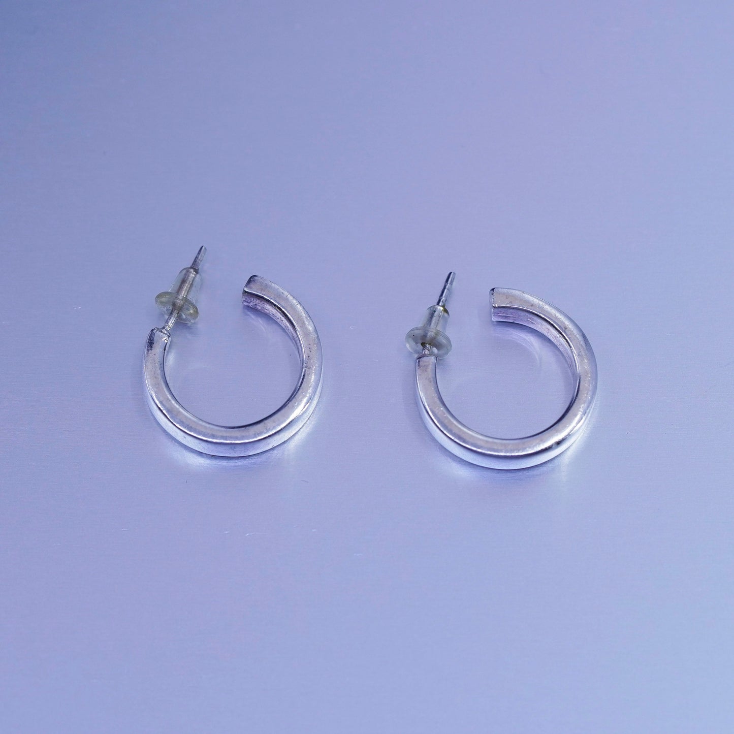0.75”, vintage Sterling silver handmade earrings, bold 925 hoops