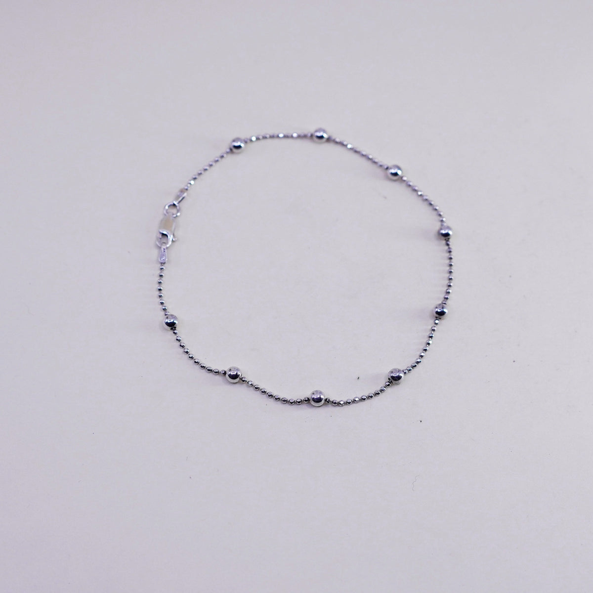 9.5”, sterling silver bracelet, Italy made 925 bead anklet
