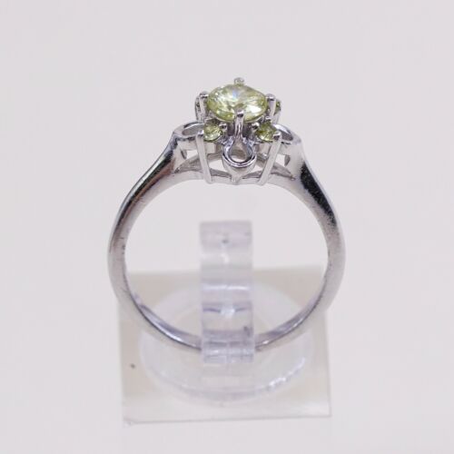 Sz 8, Vtg Sterling Silver handmade Ring, 925 Silver W/ Round Cut citrine
