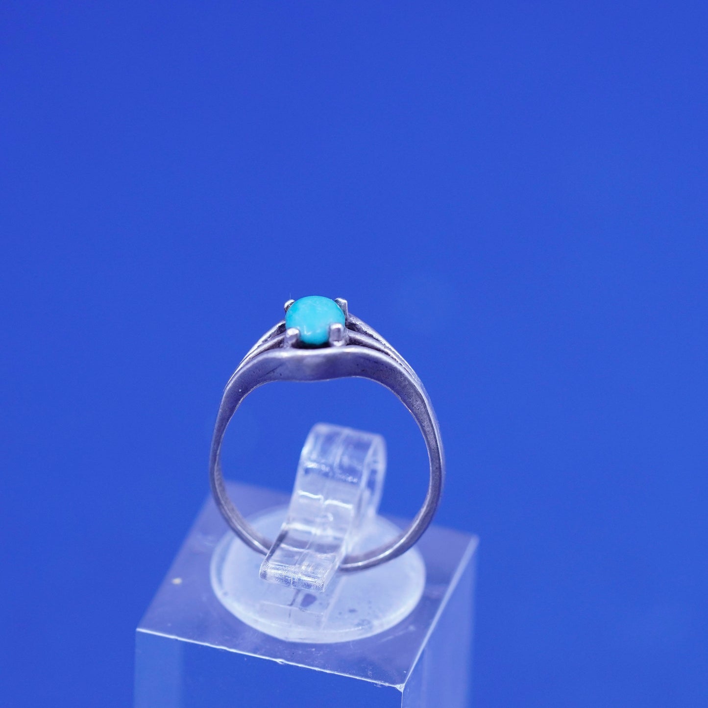 Size 4, vintage Sterling silver handmade ring with turquoise, Native American