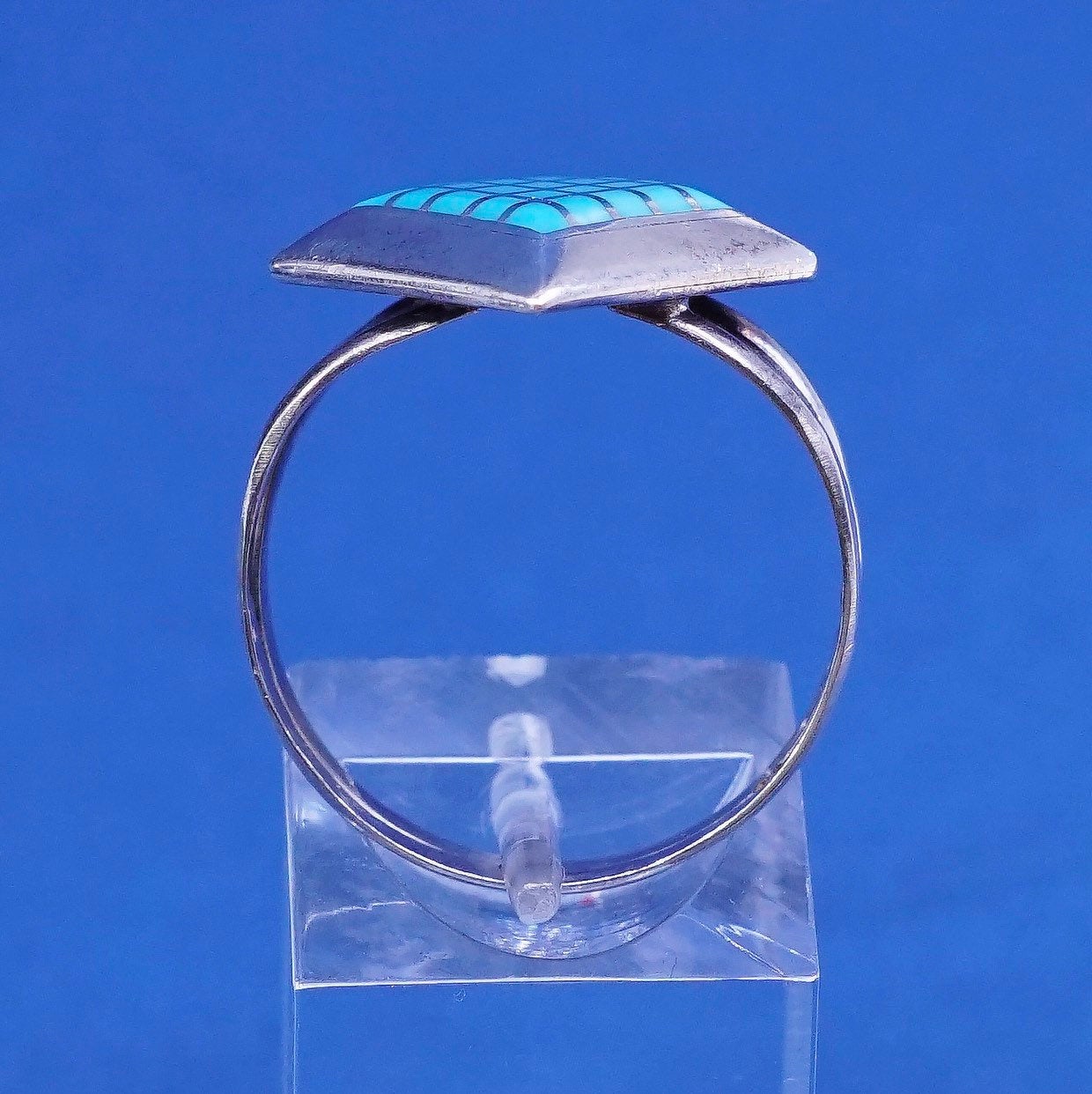sz 10.5, vtg zuni sterling silver handmade ring, 925 w/ turquoise southwestern