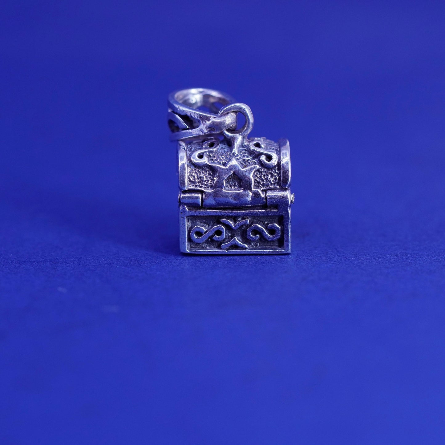 Vintage Sterling silver prayer box pendant, 925 prayer locket charm
