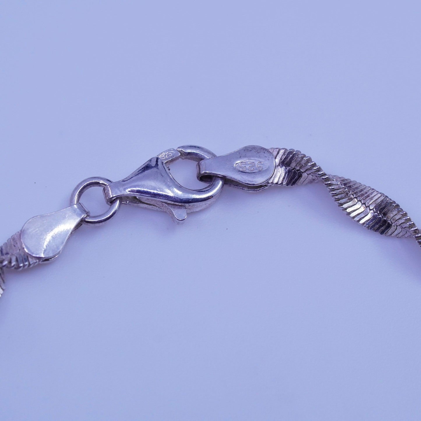 7.25”, Vintage Italy Sterling 925 silver handmade bracelet, twisted link anklet