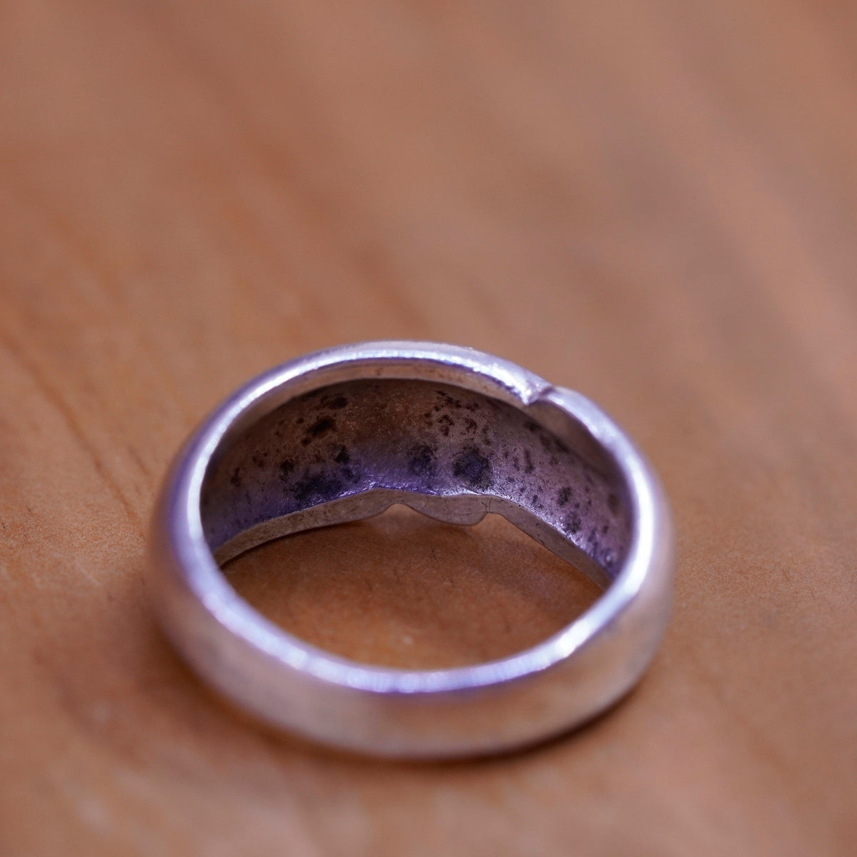 Size 7.25, sterling silver handmade ring, 925 ribbed band, minimalist modernist