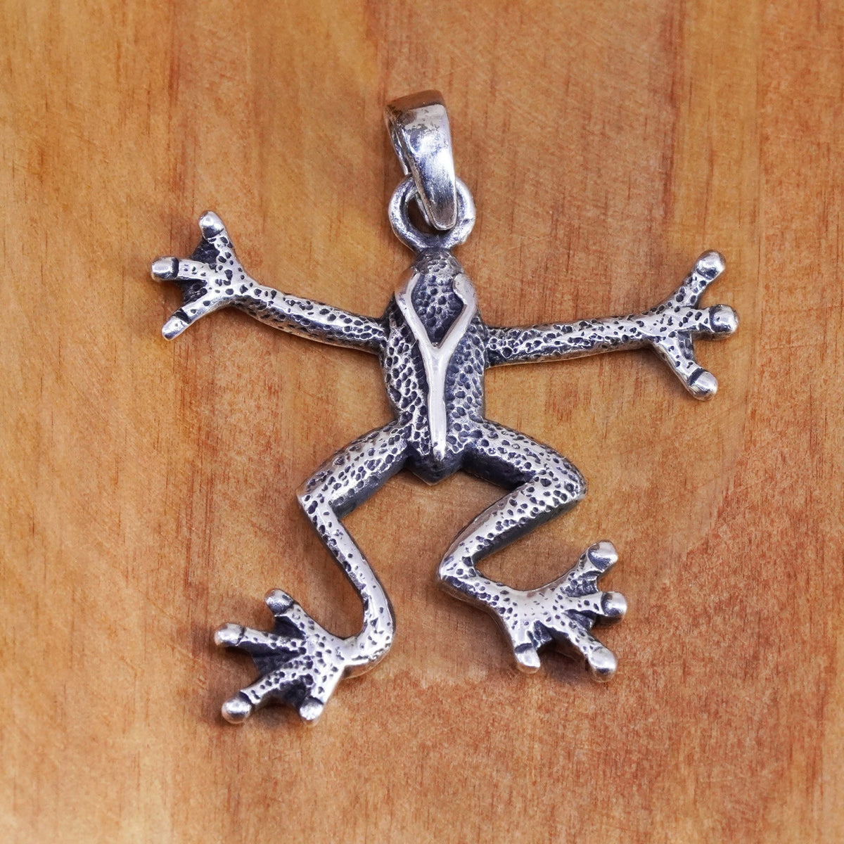 Vintage Sterling silver handmade pendant, 925 frog charm