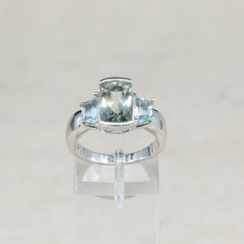 Sz 7.25, Sterling Silver Ring, 925 Silver Engagement Ring W/ blue Sapphire