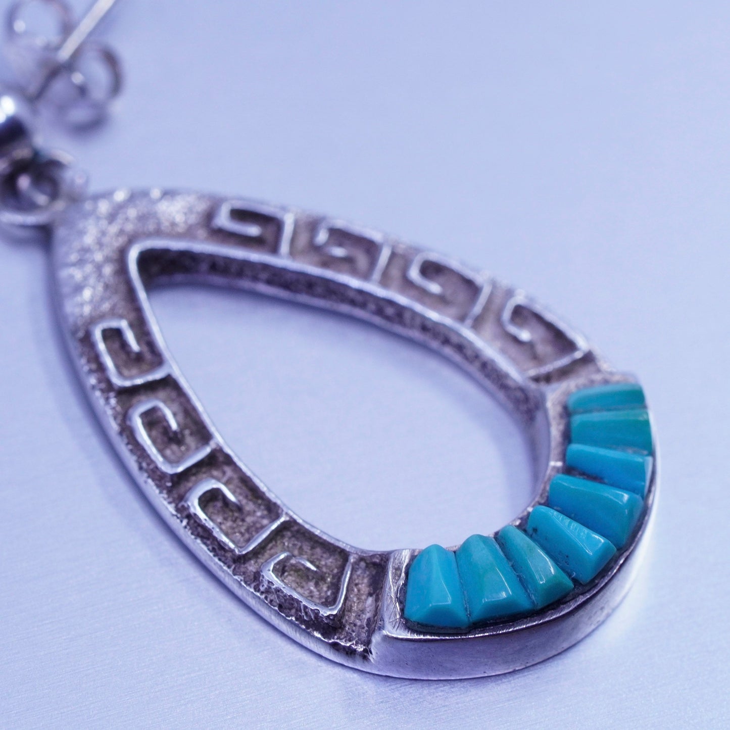 Native American Navajo sterling 925 silver handmade teardrop earrings turquoise