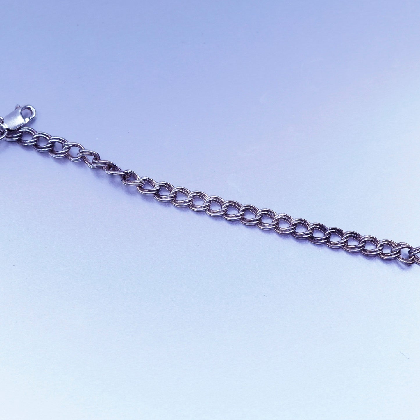 6.5”, Italy Sterling 925 silver handmade bracelet, curb chain initial C charm