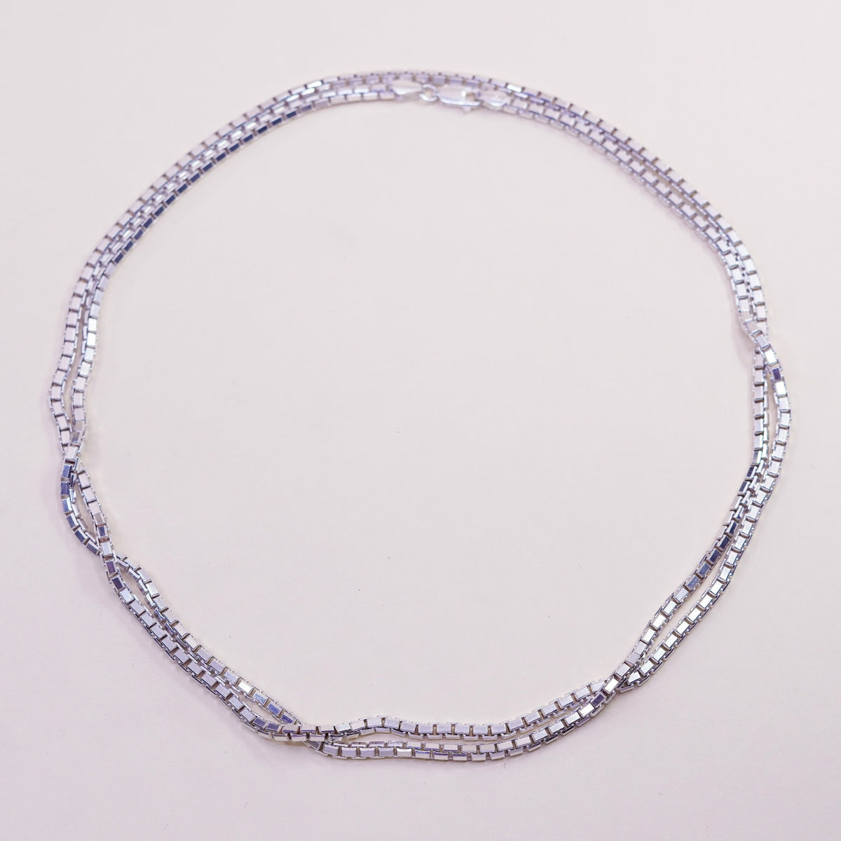34”, sterling silver Italy 925 silver box chain, extra long sweater necklace