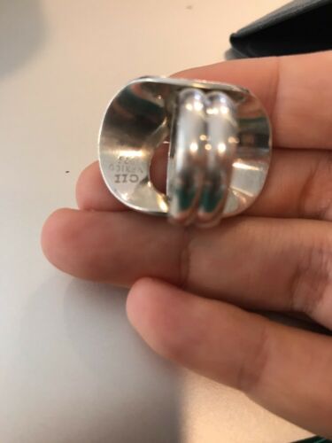 Size 9, Vtg Cii Sterling Silver Handmade Ring, 925 Silver Band W/ Filigree Whirl
