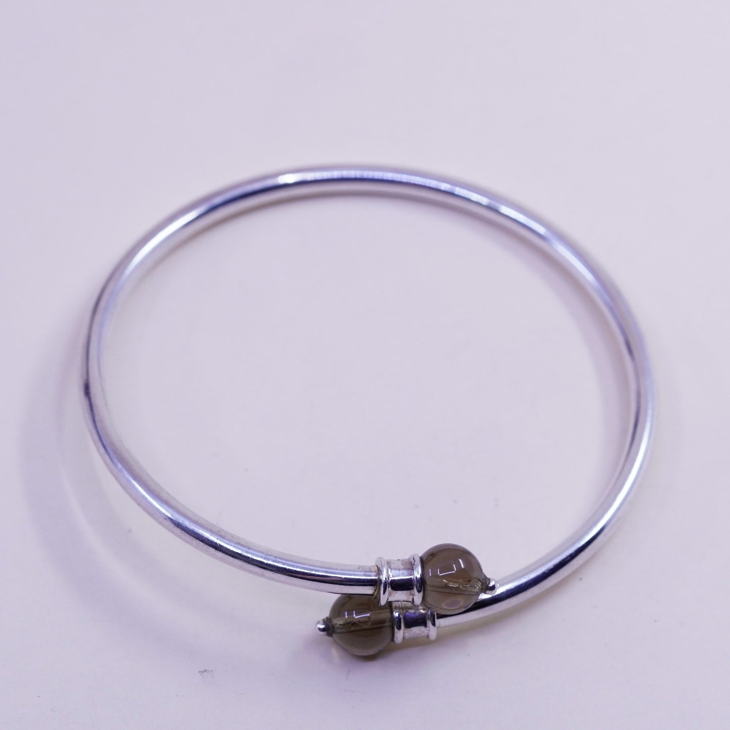 7.5”, sterling silver contemporary handmade bracelet, 925 wrap cuff topaz beads