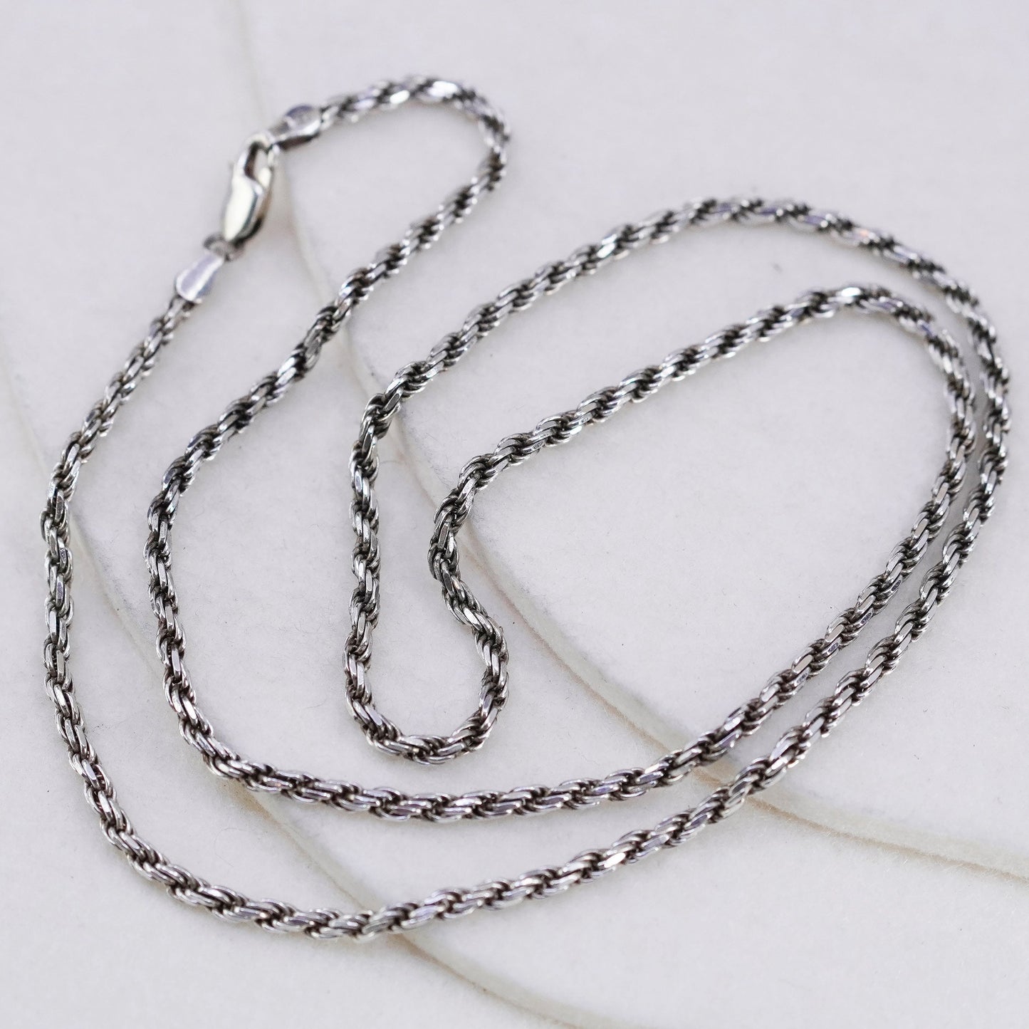 24” 3mm, vintage Sterling 925 silver bold rope chain necklace