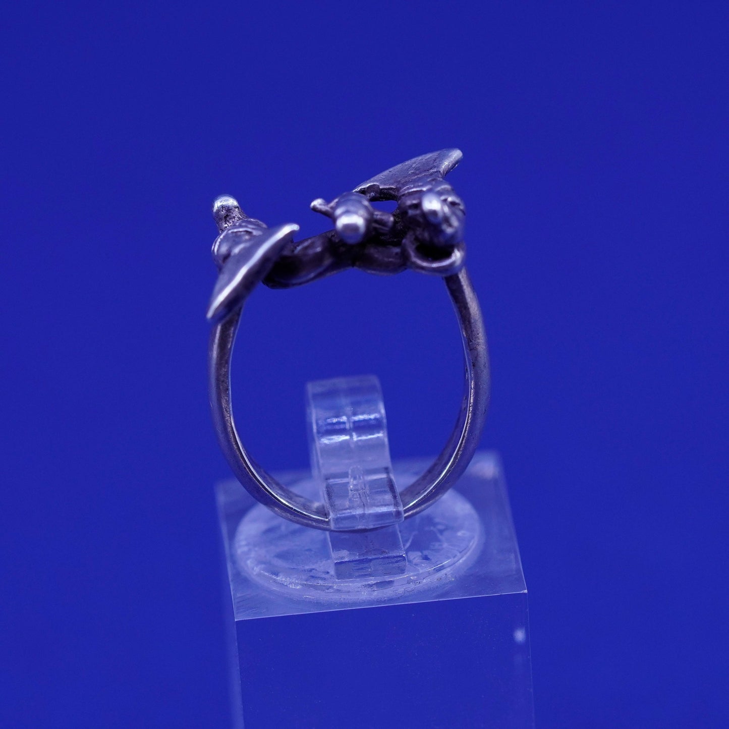 Size 4.5, vintage Native American sterling silver handmade ring, 925 bird band