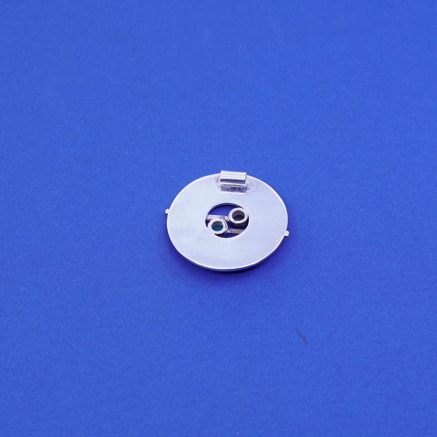 sterling silver handmade pendant, modern 925 circle modern charm obsidian