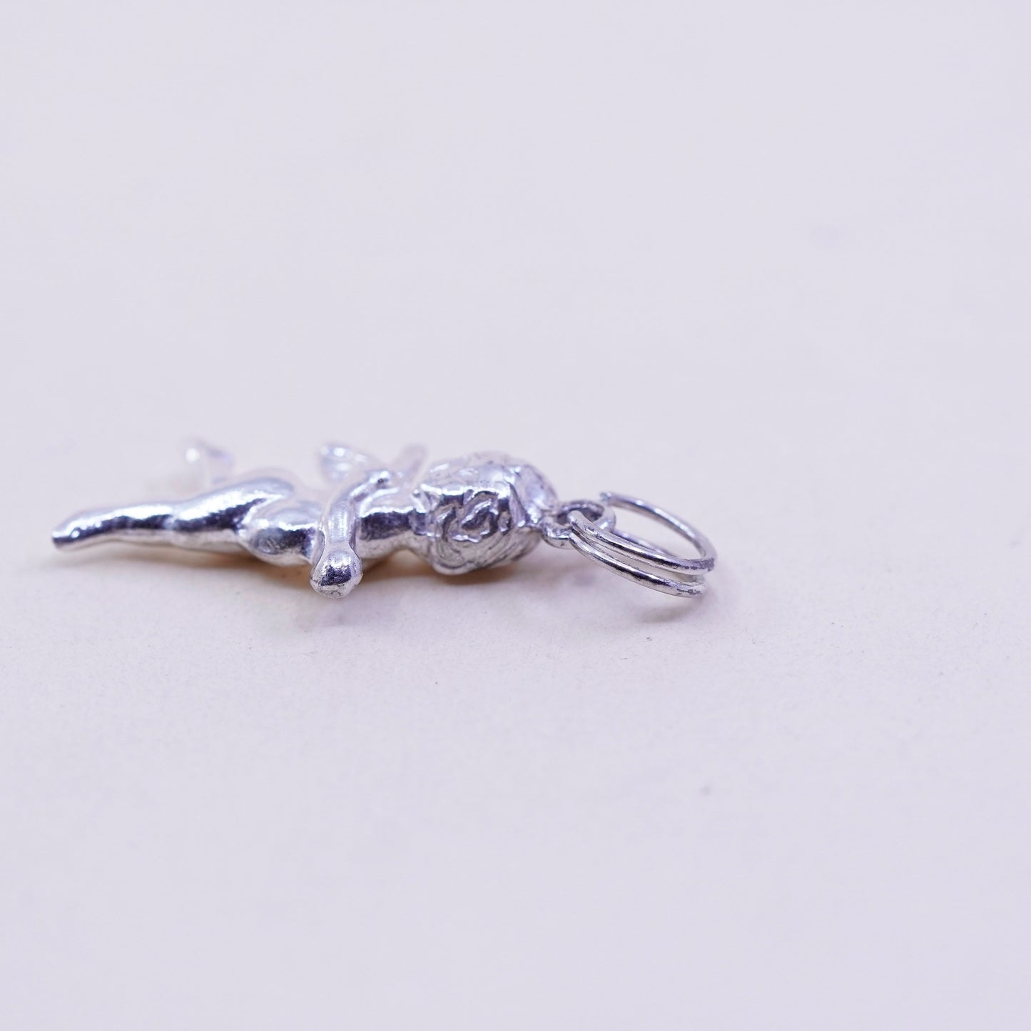 Vintage sterling silver handmade pendant, 925 angel charm