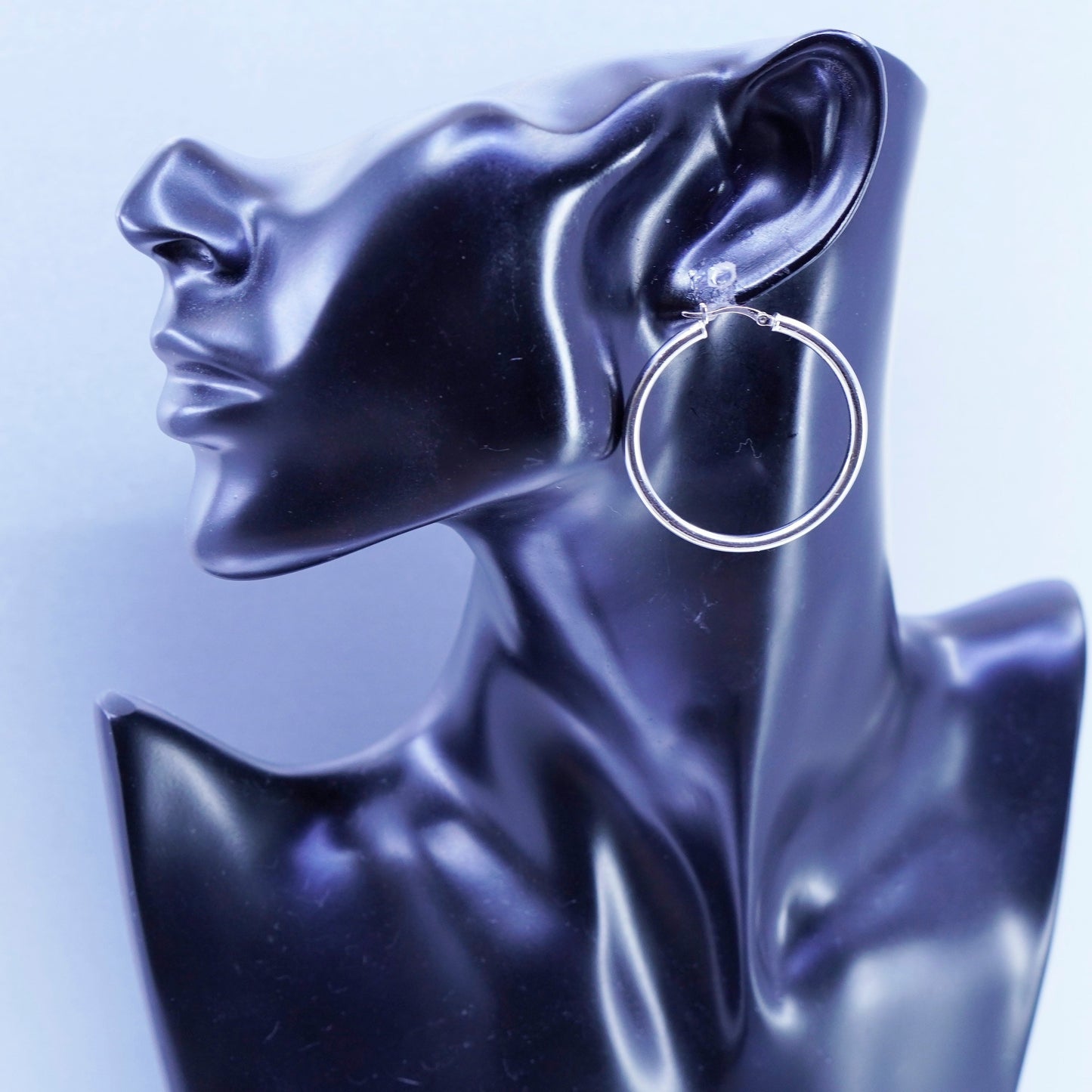 1.5”, vintage Sterling silver handmade earrings, 925 hoops