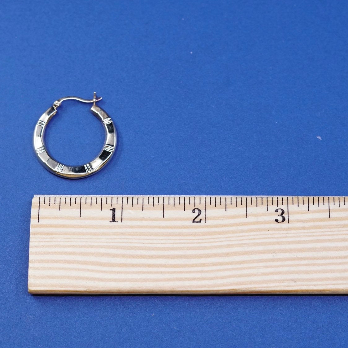 1", vtg gold over Sterling silver handmade hoop earrings, 925 huggie