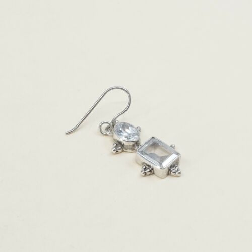 Vtg Sterling silver Handmade earrings w/ Clear Cz Drop Details, Stamped 925