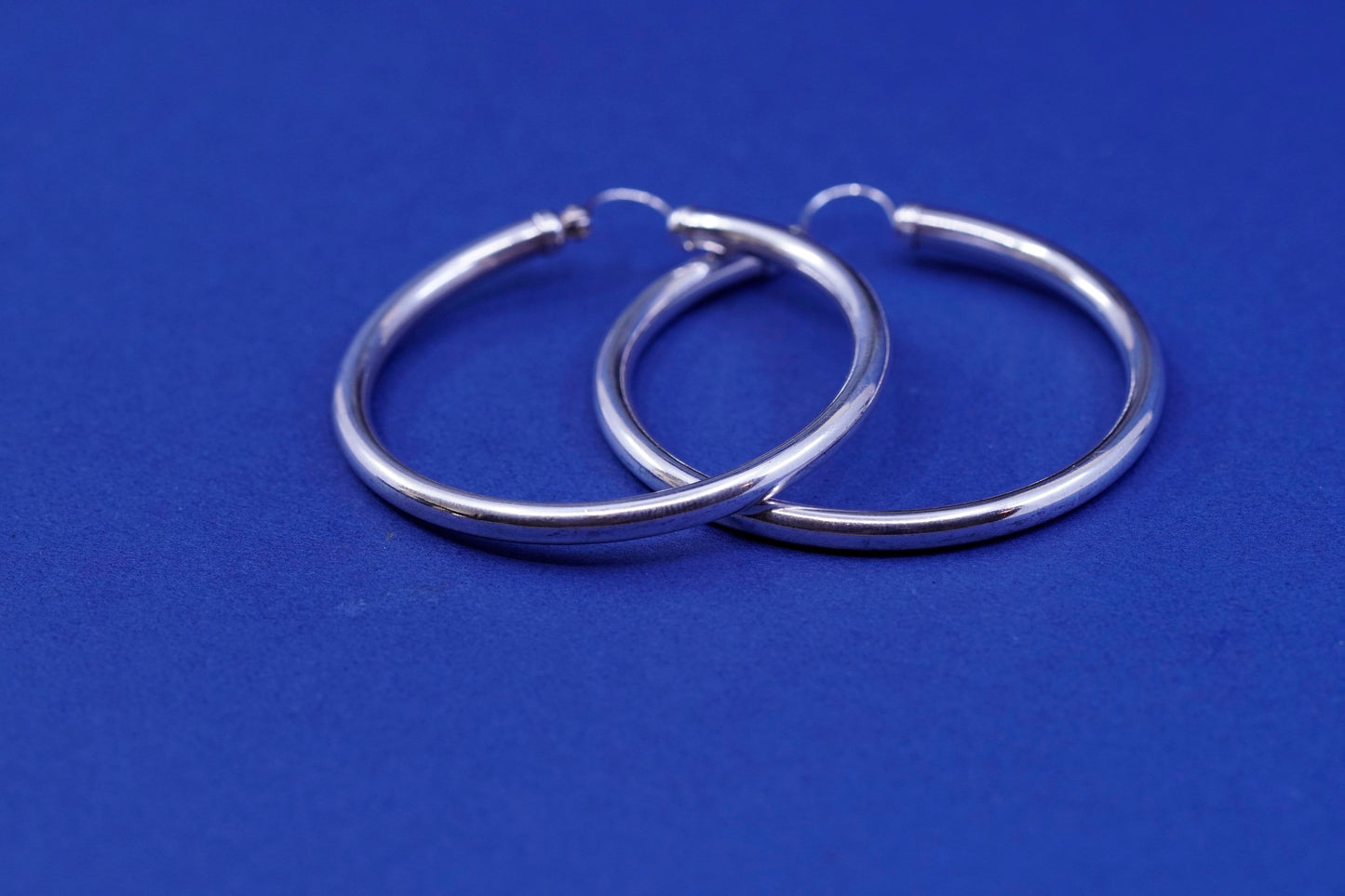 2”, vintage Sterling silver handmade earrings, simple modern 925 hoops, huggie