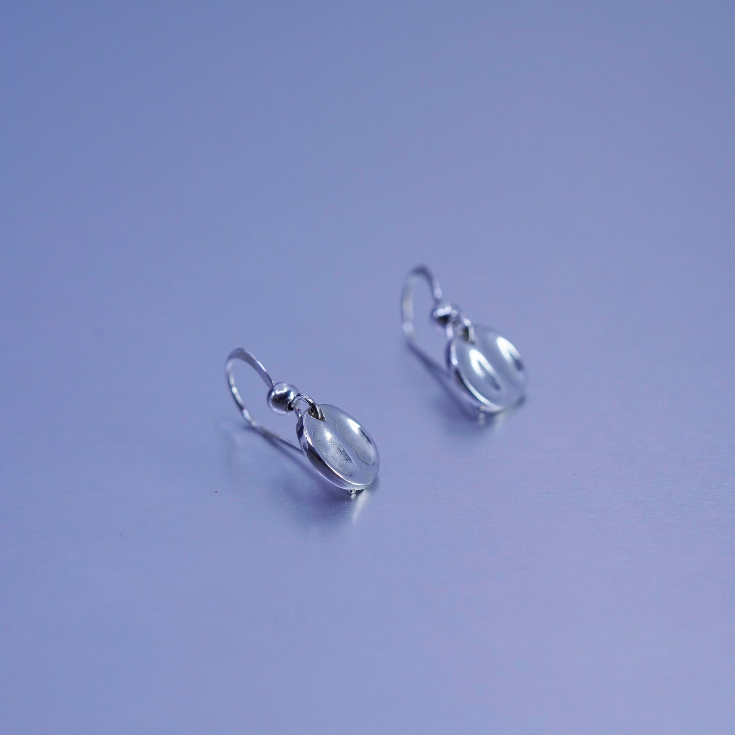 vintage Sterling silver handmade earrings, 925 hammered disc dangles