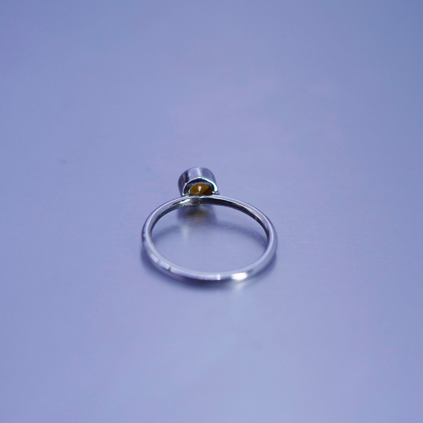 Size 7.5, fashionable Sterling 925 silver handmade stackable ring with citrine