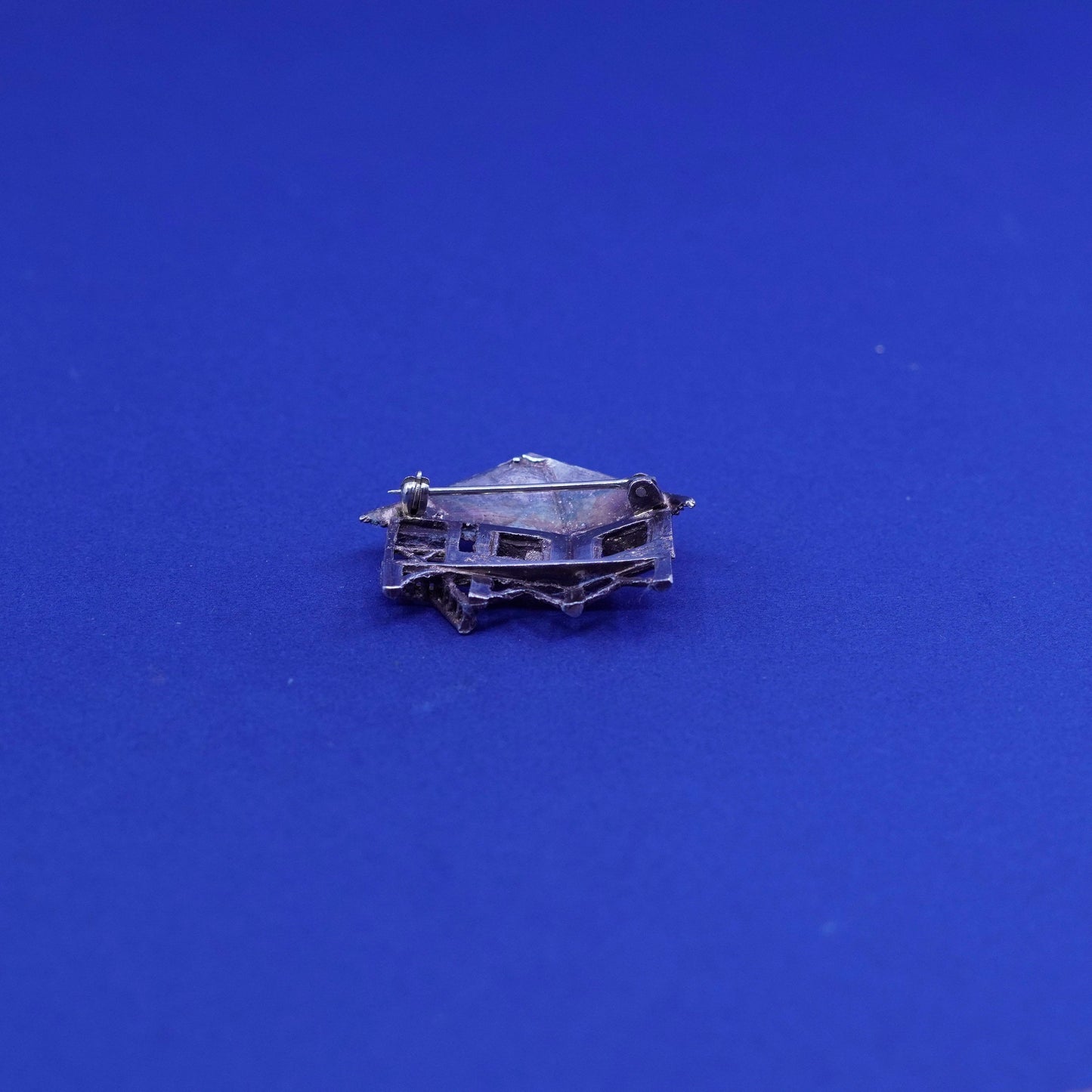Vintage sterling silver handmade brooch, 925 modernist palm palapa pin