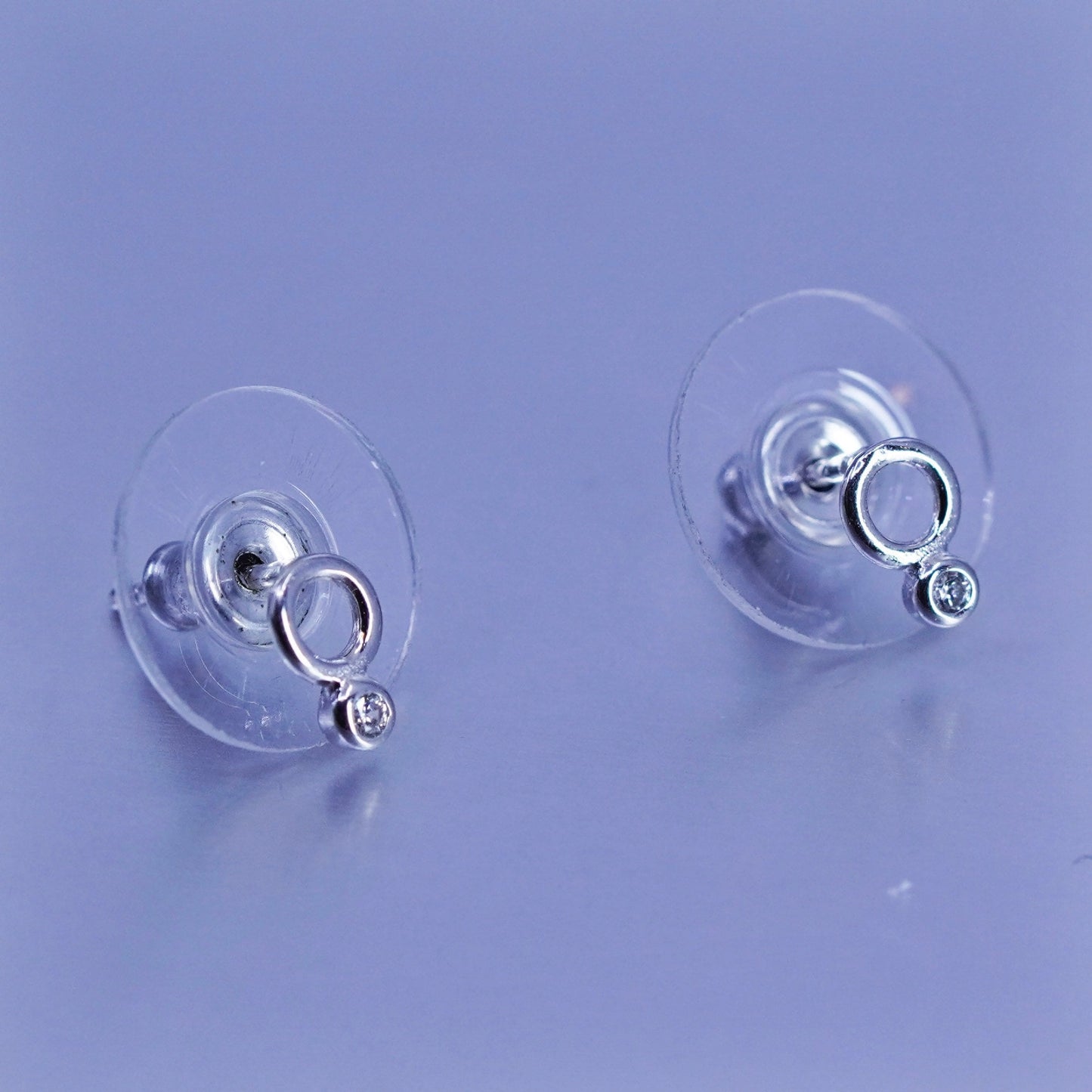 Vintage Sterling 925 silver handmade earrings, cz studs