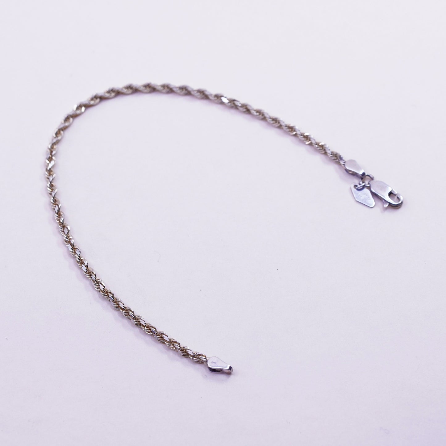 7”, vermeil gold 1/10 14K yellow gold sterling 925 silver Canada rope bracelet