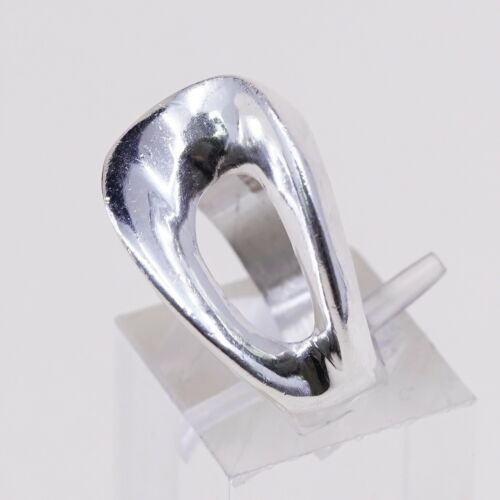 Sz 7, Vtg Sterling Silver Handmade Ribbed Ring Mexico 925 Silver warrior Band