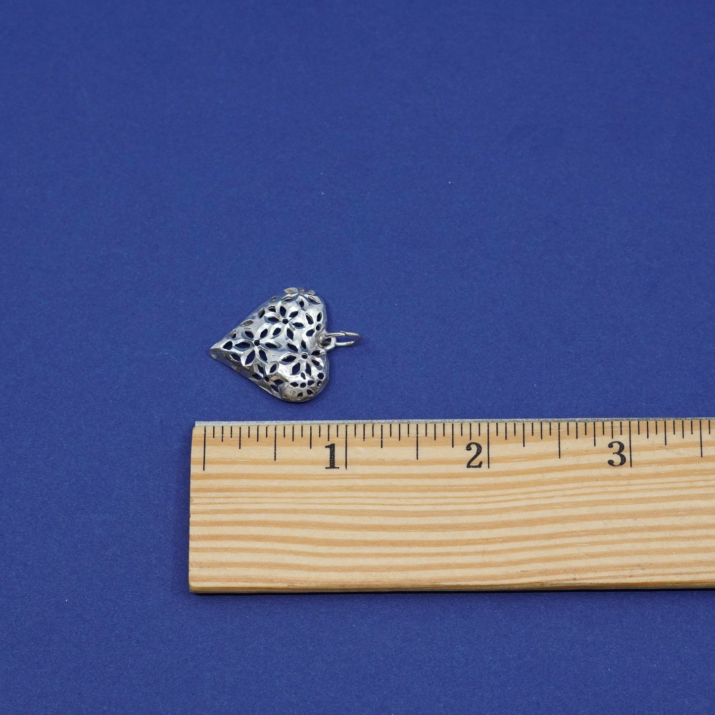 Vintage Sterling silver handmade pendant, 925 filigree heart