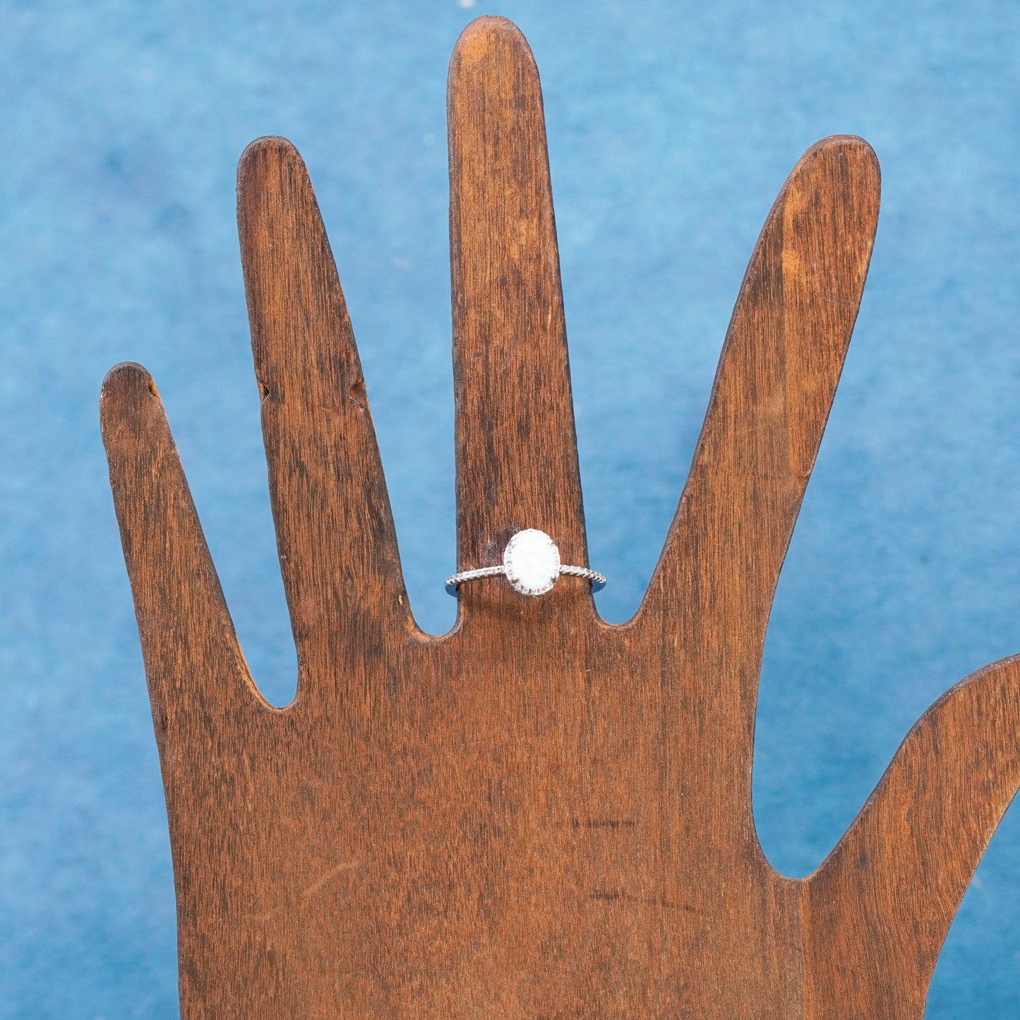 Size 7.25, vintage sterling 925 silver handmade ring with fire opal and cz