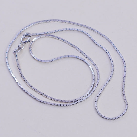 18”, 1mm, Vintage sterling silver square snake chain, Italy 925 necklace