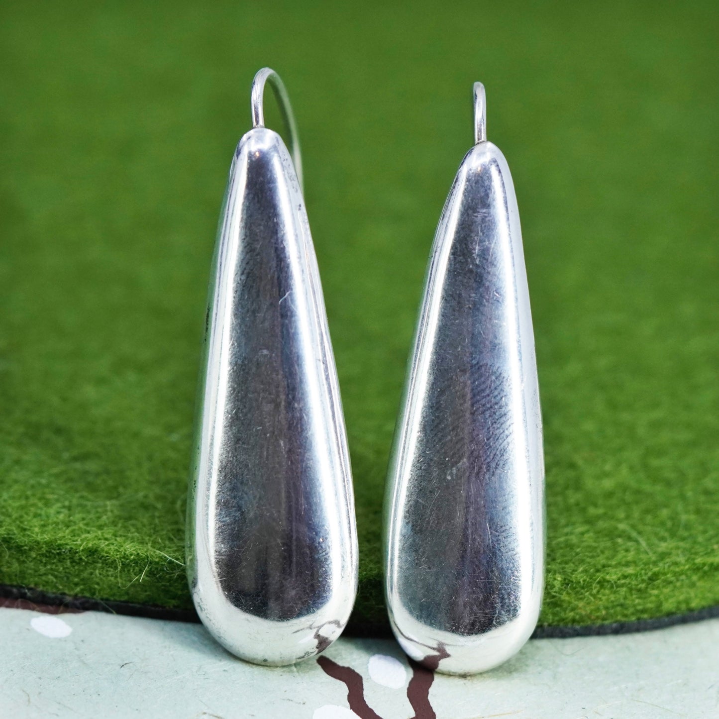 Vintage Sterling silver handmade earrings, 925 teardrop dangles