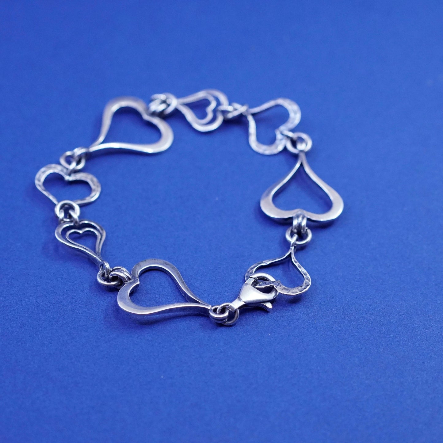 6.75”, SILPADA B1701 Hammered Sterling 925 Silver SPREAD LOVE Heart Bracelet