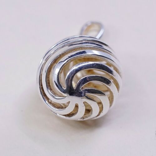 Vtg Modern Simple Sterling Silver handmade Pendant, 925 Swirl Teardrop