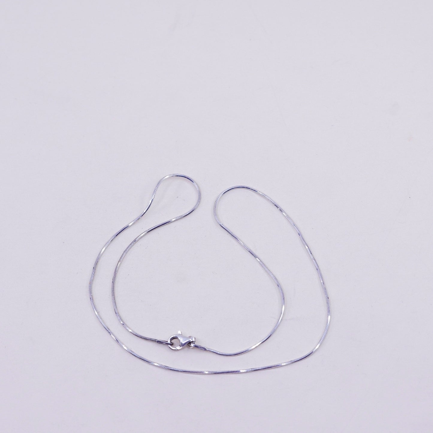 16”, 1mm, Vintage sterling silver square snake chain, Italy 925 necklace