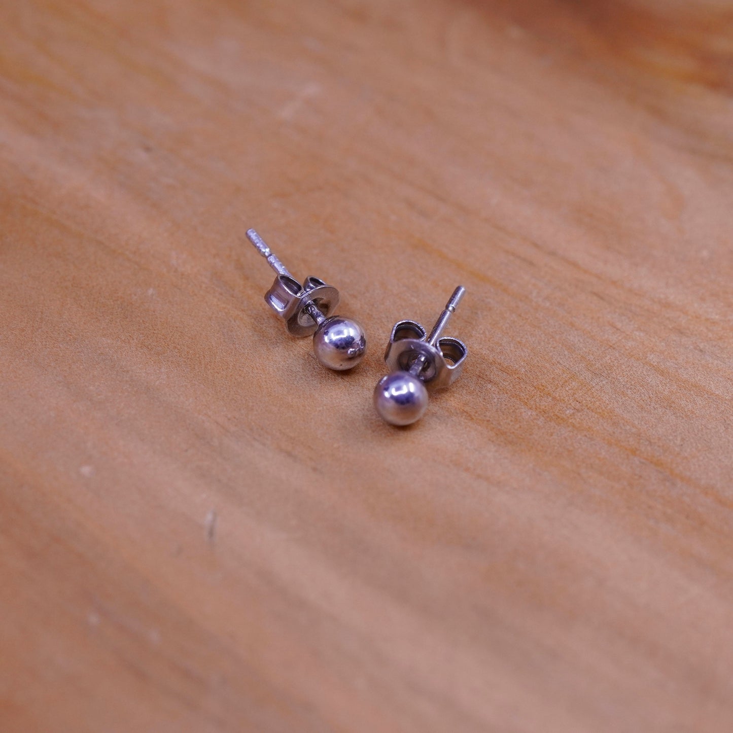 2mm, Vintage Sterling silver tiny beads studs, 925 earrings