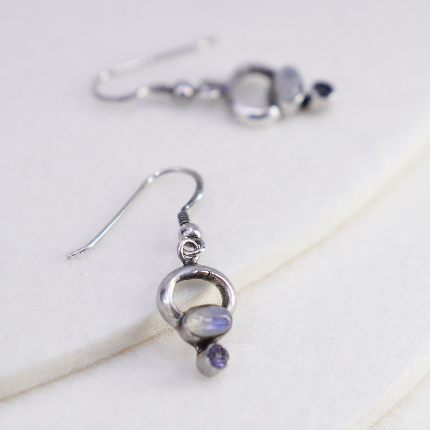 Vintage Sterling 925 silver handmade earrings with moonstone