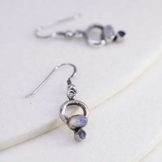 Vintage Sterling 925 silver handmade earrings with moonstone