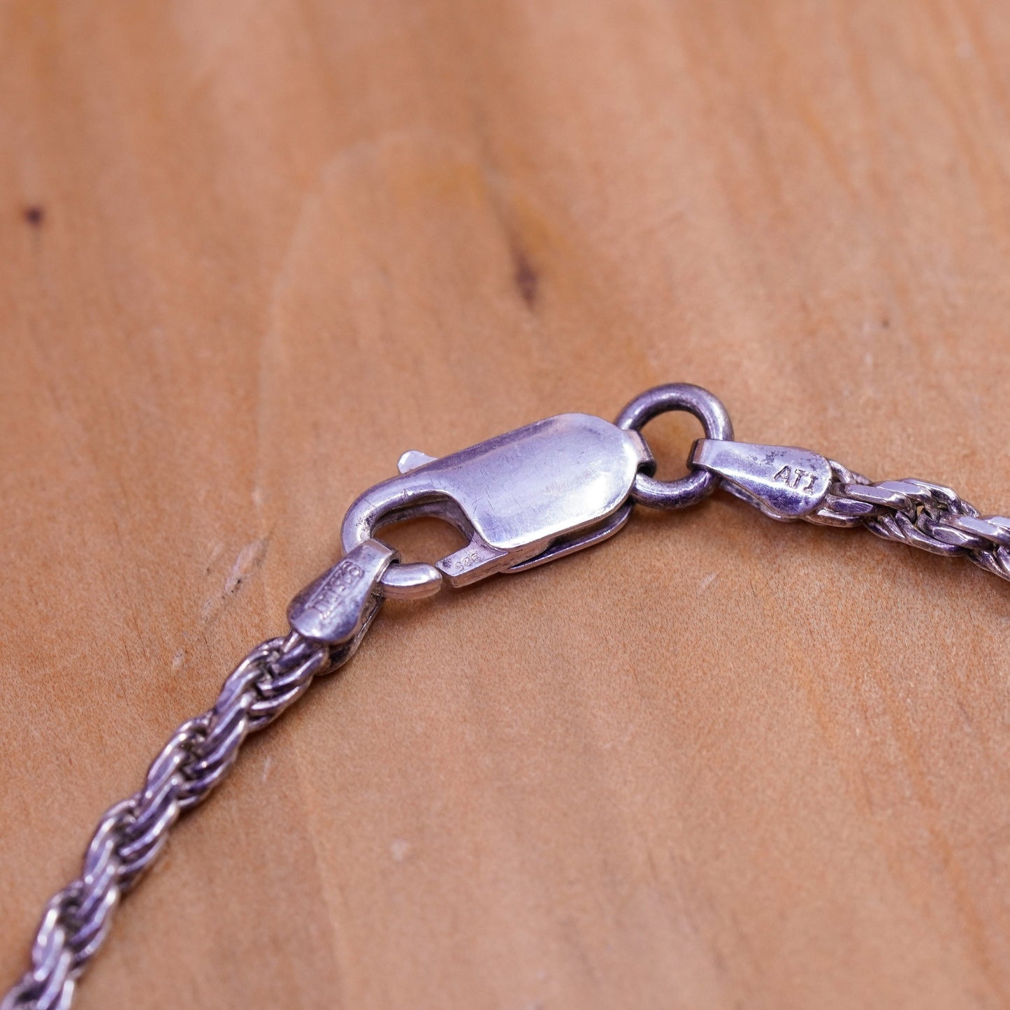 7”, 3mm, vintage Sterling silver Singapore rope bracelet, Italy 925 chain