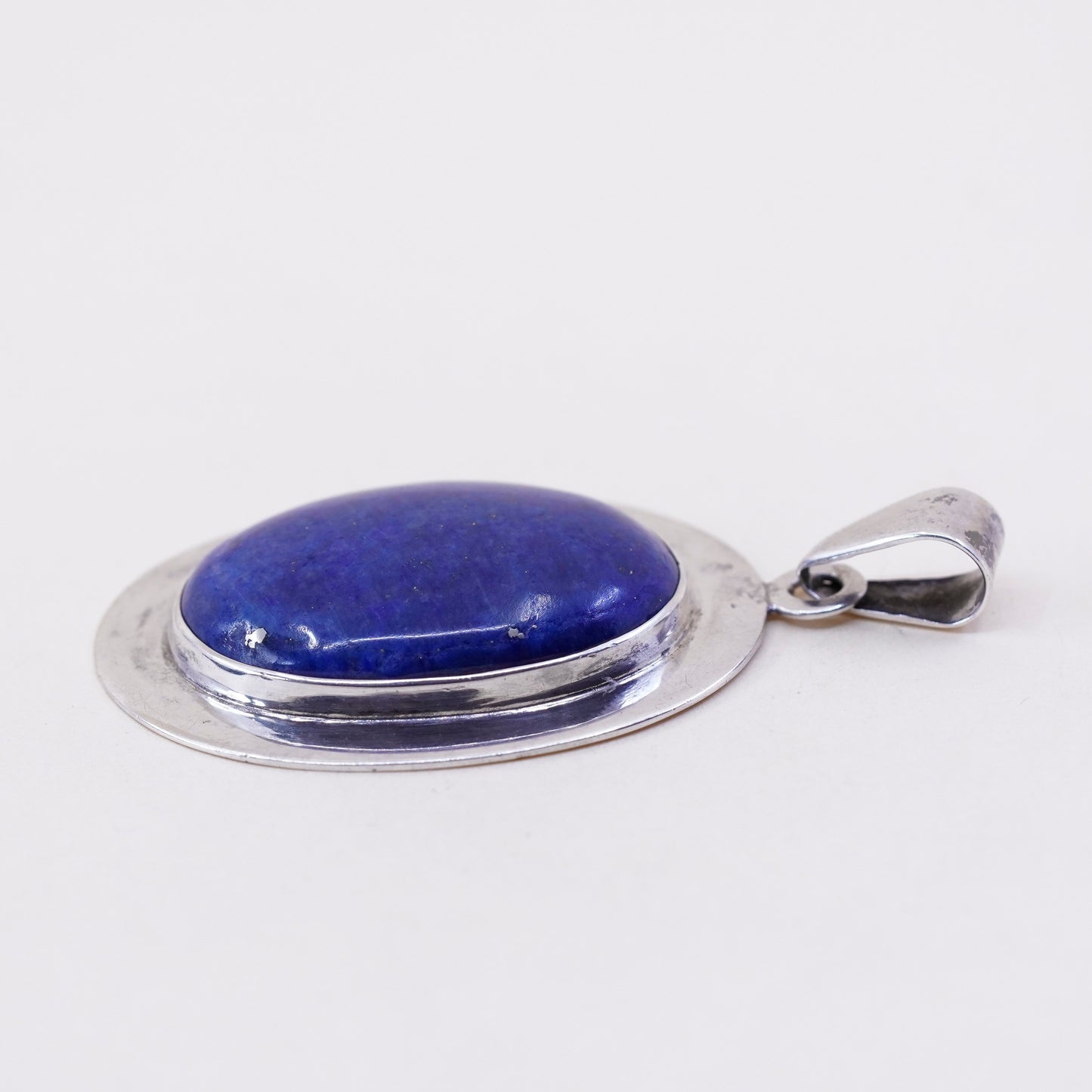 Vintage Sterling silver handmade pendant, mexico 925 with oval lapis lazuli