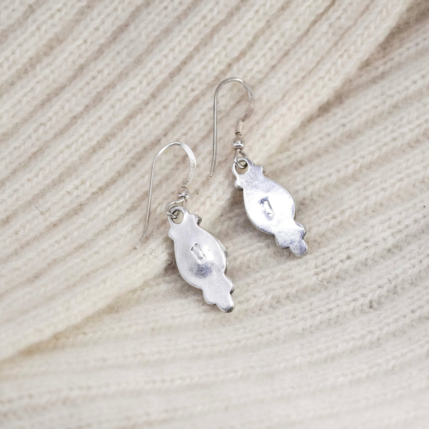 Vintage sterling 925 silver handmade earrings with teardrop amethyst and beads