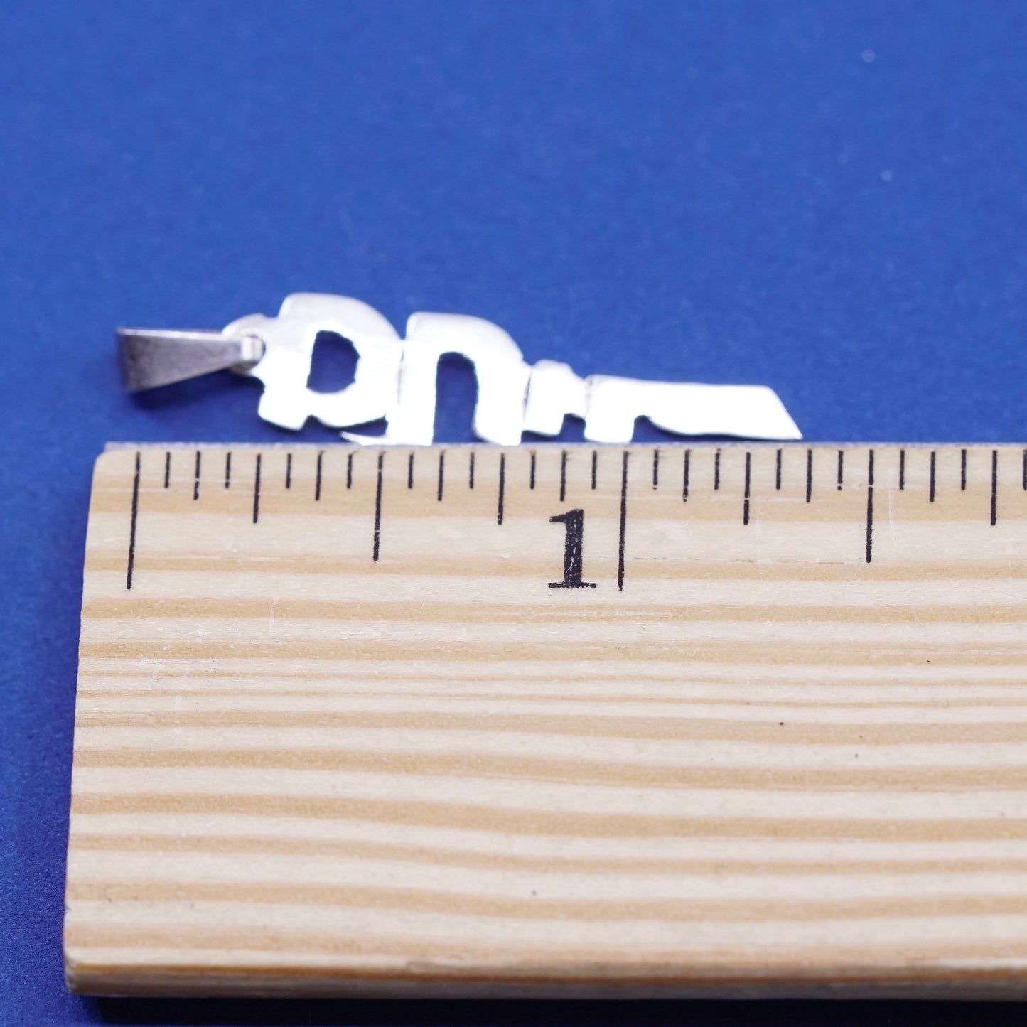 Vintage sterling silver handmade pendant, 925 hebrew alphabet charm