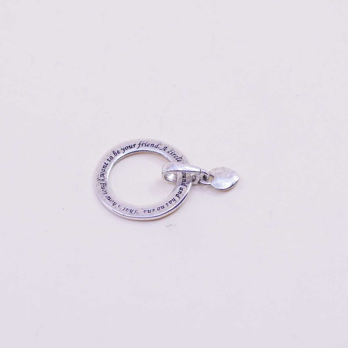 Sterling silver inspirational quote pendant, 925 circle with “a circle is round