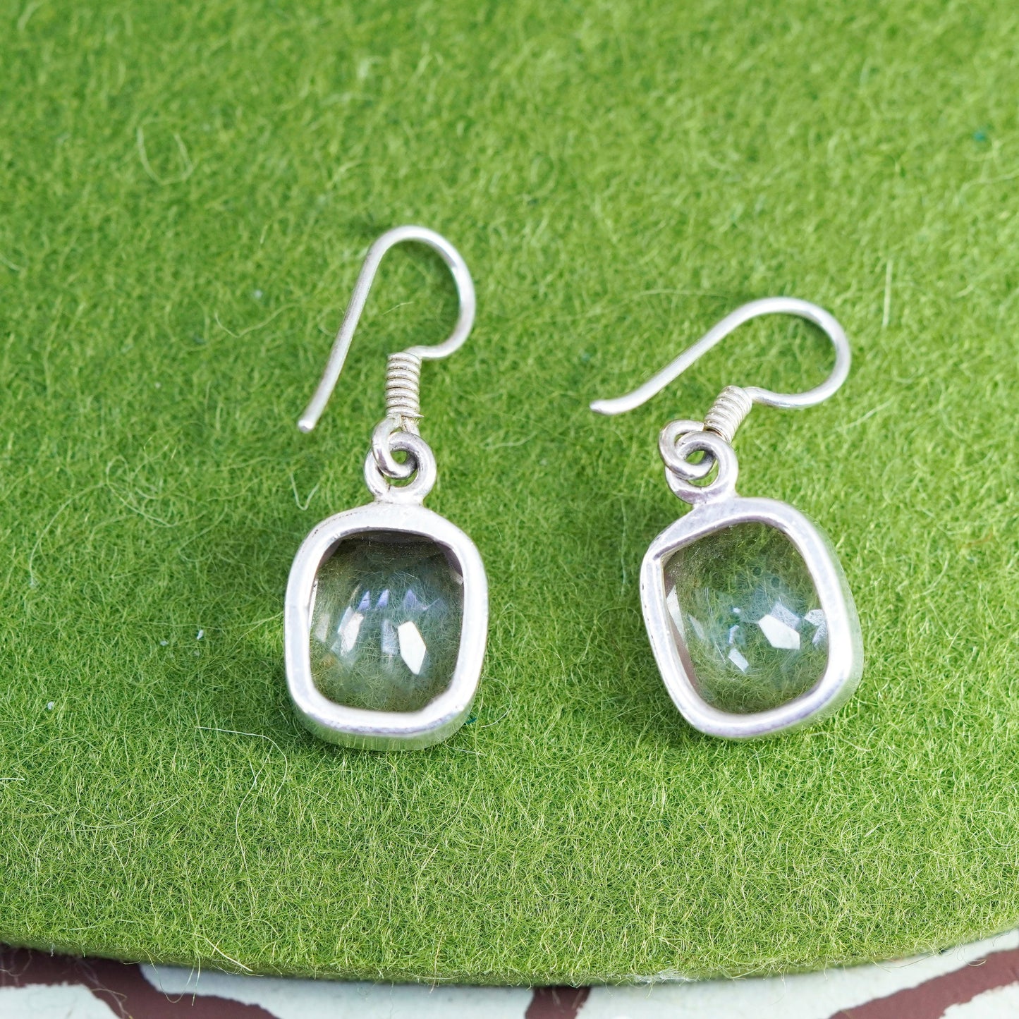 Vintage sterling silver handmade earrings, 925 drops with amethyst